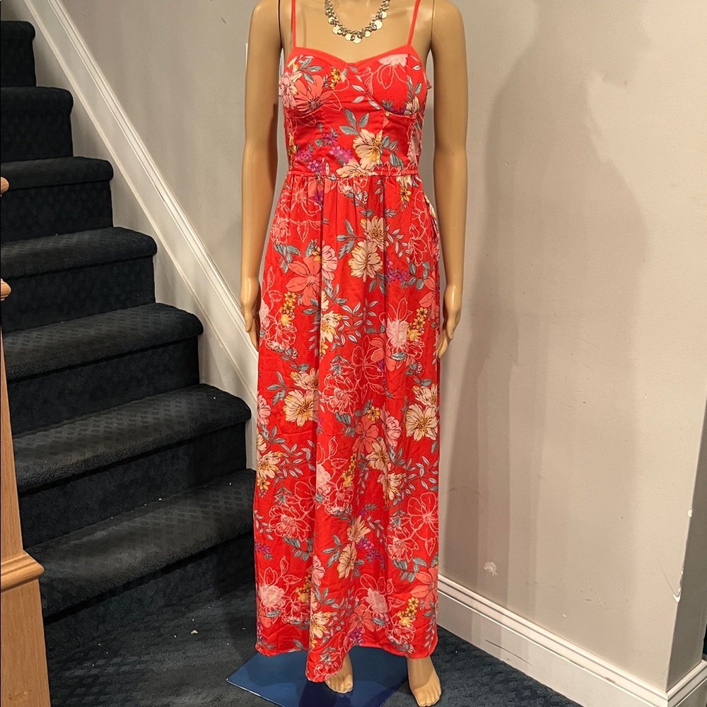 BOG COLLECTION Floral Red Maxi Dress